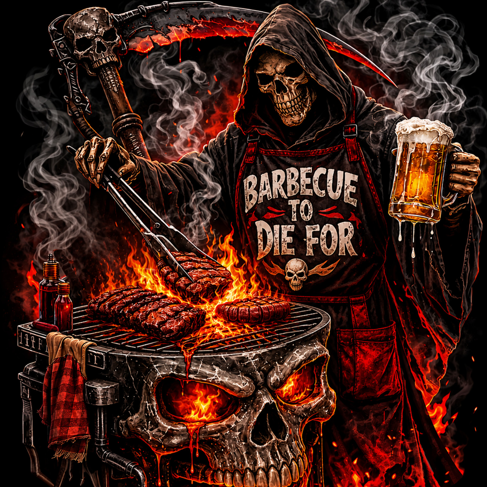 Grim Reaper Barbecue To Die For Funny Horror BBQ Sticker Vinyl Gothic