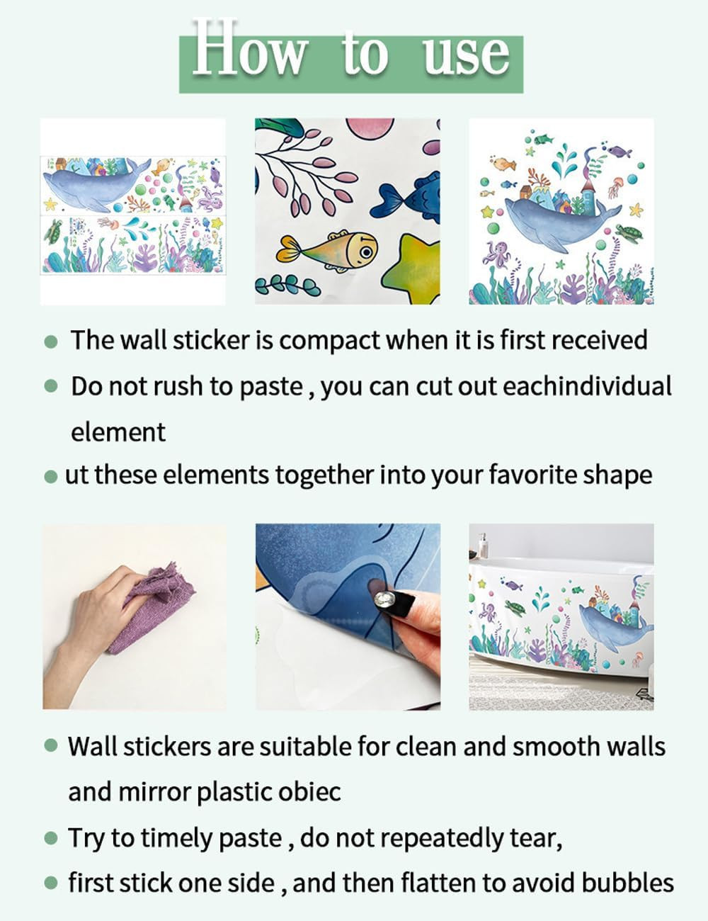 Tropical Plants Wall Decal, Peel and Stick Vinyl Stickers, Green Leaves and Whit