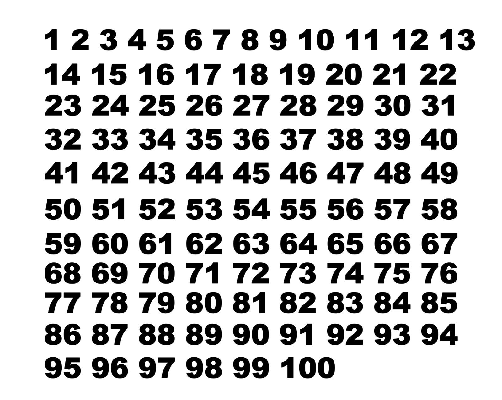 1 – 100 Number Set – Vinyl Decals / Stickers – 3″ Tall Numbers – Select Color