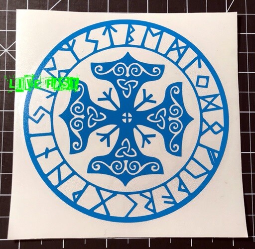 THORS HAMMER DECAL STICKER asatru pagan thor tyr viking norse nordic runes odin
