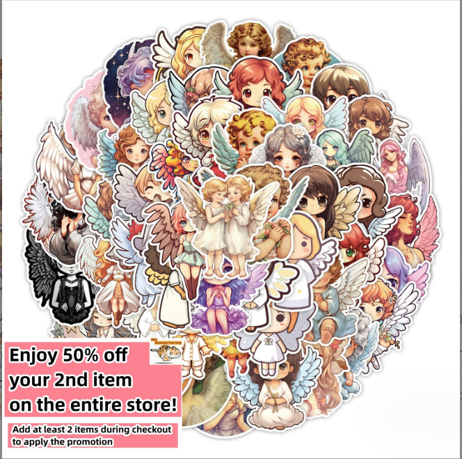 50 Pcs Stickers Cute Angels Laptop Luggage Graffiti Fridge Phone Car Vinyl
