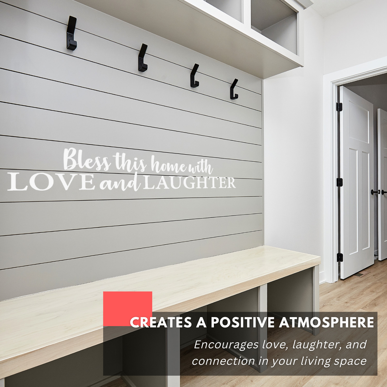 Inspirational Wall Decal – Bless This Home with Love and Laughter – Family Decor