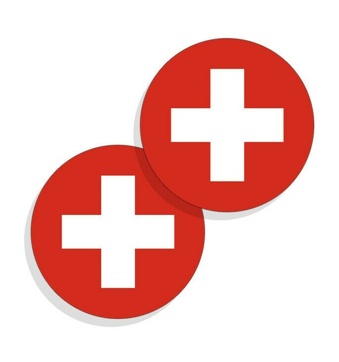 Switzerland Flag Stickers Flag Decals Vinyl Round Set of 4 Swiss Flags