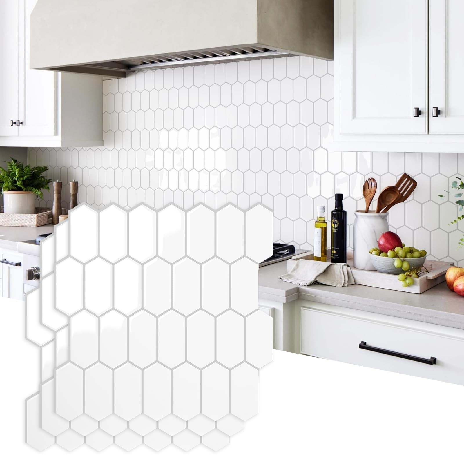 Vamos Tile Upgraded Thicker Design Peel and Stick Backsplash Tile, 10-Sheet P…