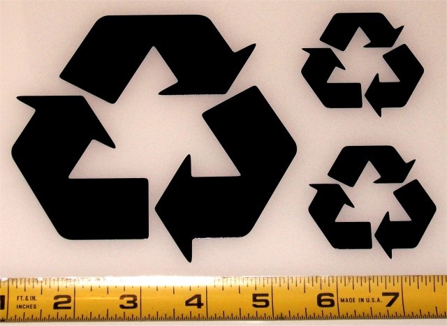 Recycle Symbol Solid! – Set of 3 – HQ Single Color High Gloss Vinyl Decals!