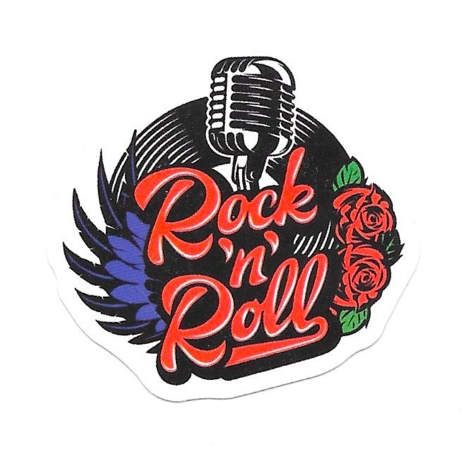 Rock ‘n’ Roll Microphone Vinyl Sticker Retro Record Decal Musician Gift Art