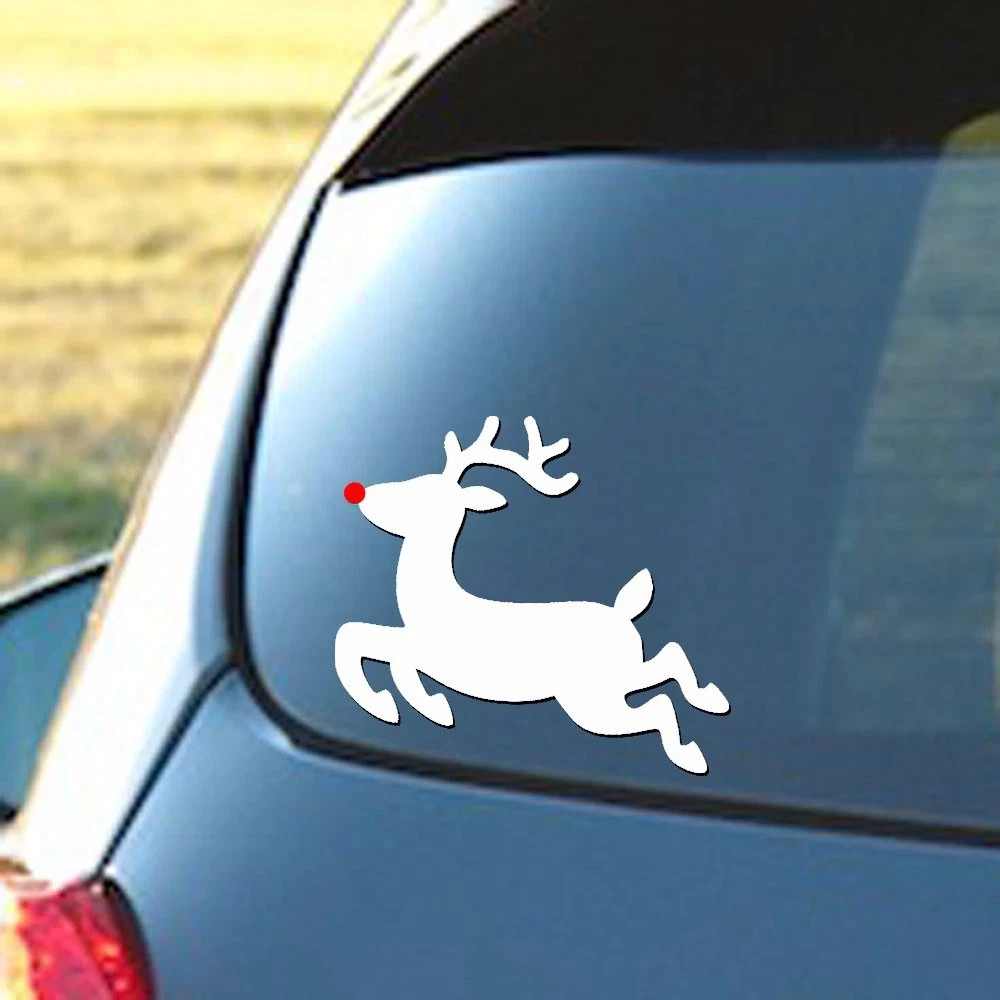 Rudolph The Red Nosed Reindeer Two PK 5″ White Vinyl Decal Car Truck Window