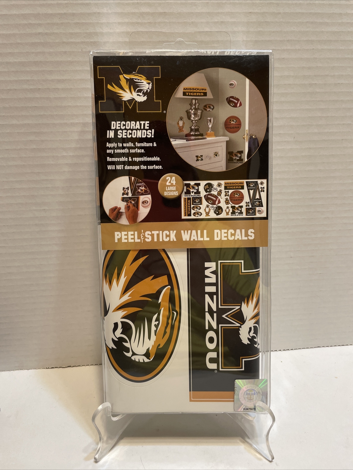 Missouri Mizzou Tigers 20+ Peel & Stick Wall Stickers Re-Usable Washable pre-cut