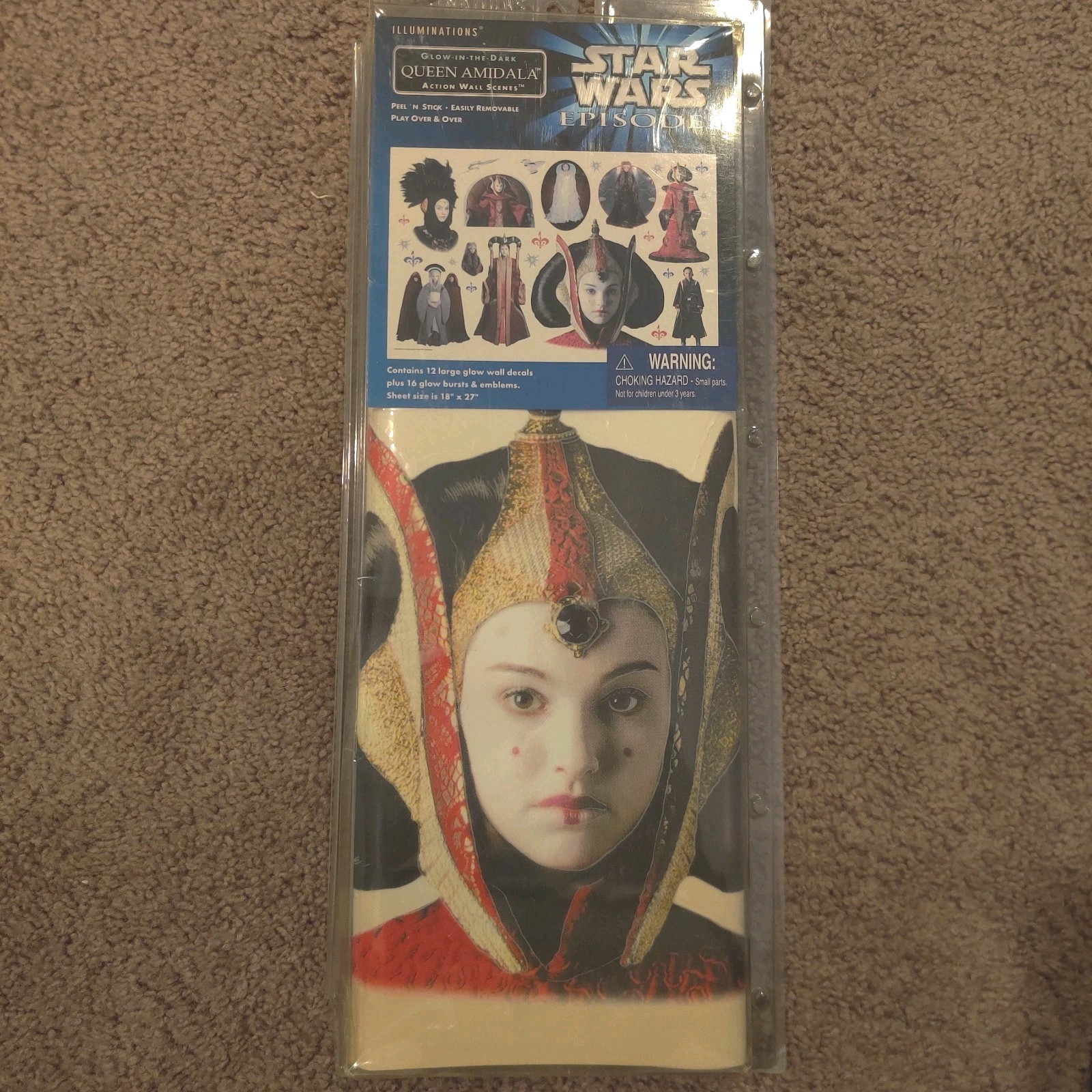 Star Wars Episode 1 Queen Amidala 12 Glow in the Dark Wall Peel ‘n Stick Decals