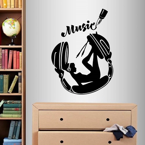 Vinyl Decal Sexy Girl Woman with Headphones Music Any Room Wall Sticker 953