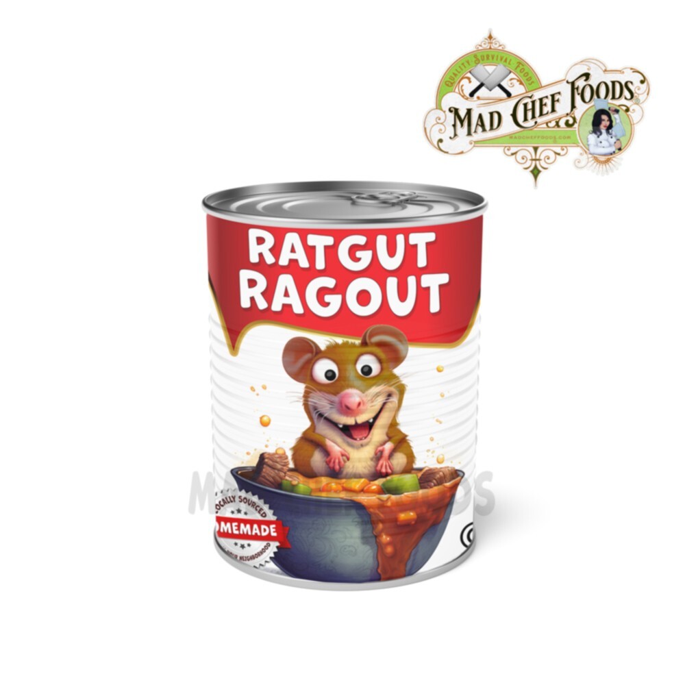 FUNNY Rat Gut Ragout Soup Can Label – Ragu Gag Gift Adhesive Vinyl Sticker 4-PK