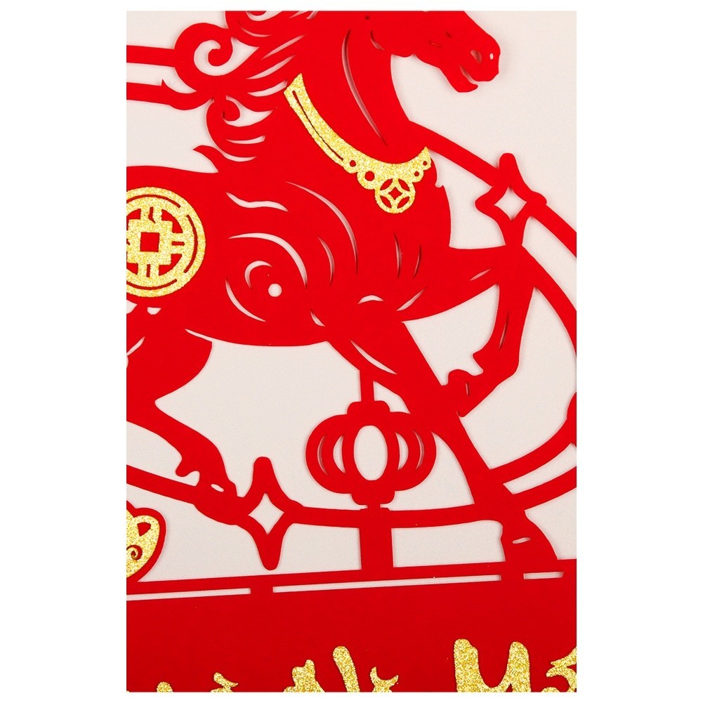 Handcrafted Flocked Fabric Horse Pendant Red for Chinese New Year Celebration