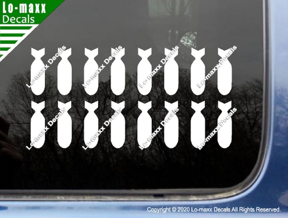Bombs Fighter Bomber Military WW 2 Vertical High Quality Die Cut Vinyl Decal
