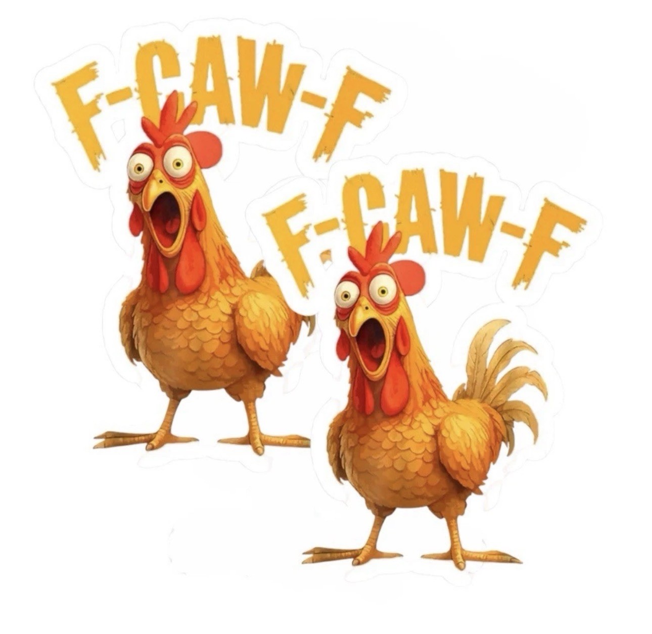 2 PACK CHICKEN F-CAW-F 2” INCH Waterproof Vinyl Sticker Decal Set Lot OFF FUNNY