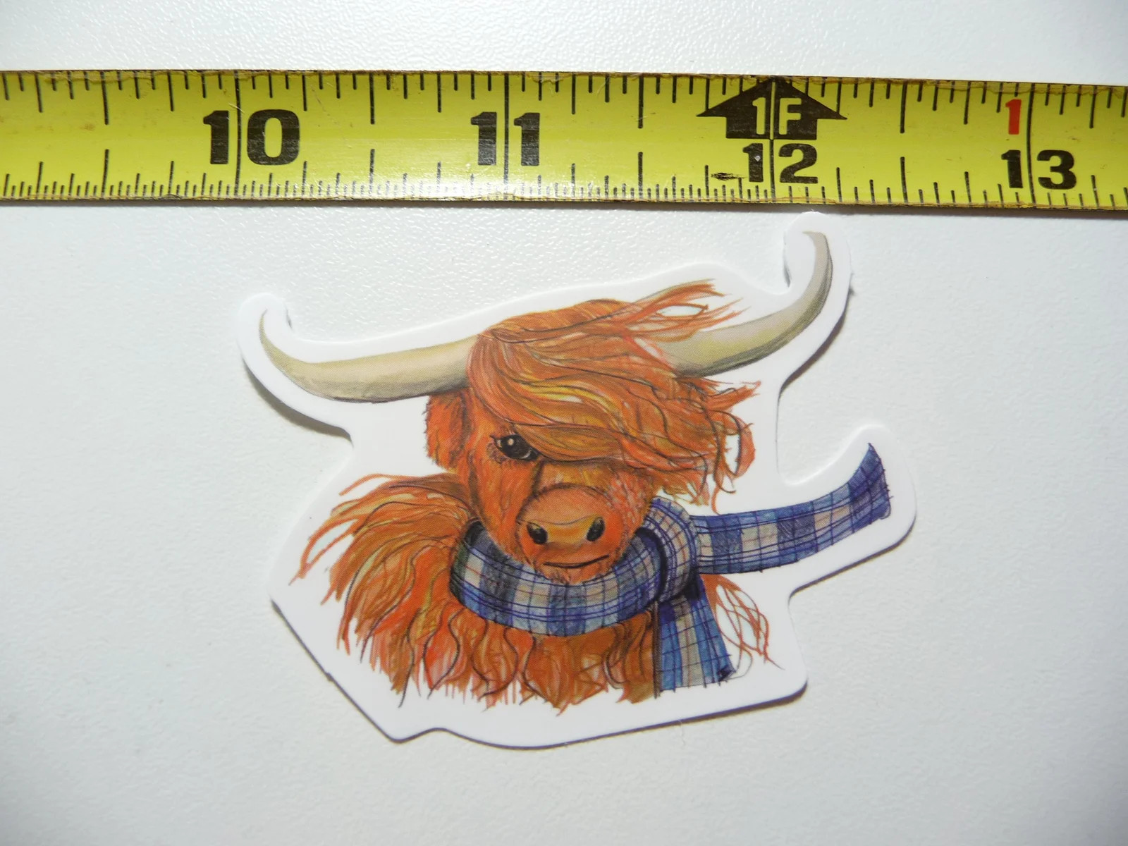 HIGHLAND COW CATTLE WARM SCARF SMALL STICKER DECAL FARM RANCH LIVESTOCK