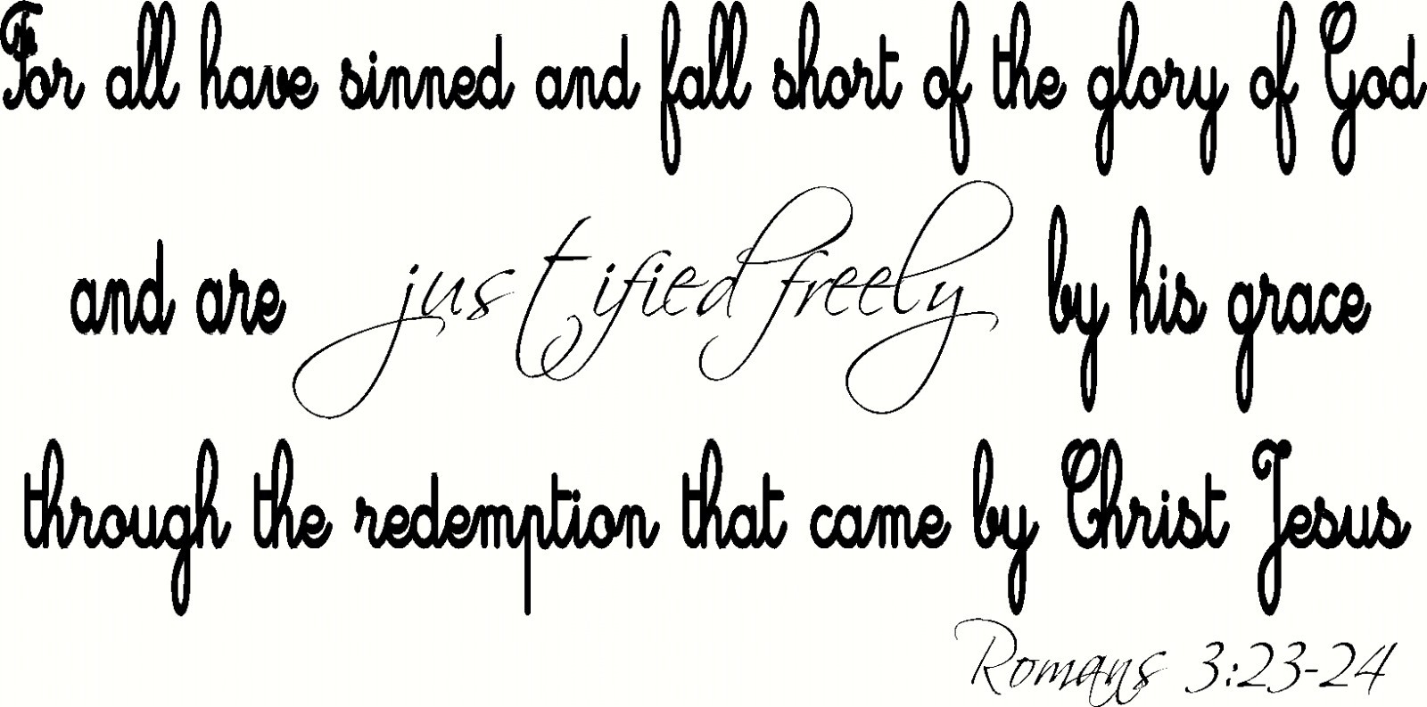 Romans 3:23-24 11″ x 22″ Bible Verse Wall Decal by Scripture Wall Art Decals