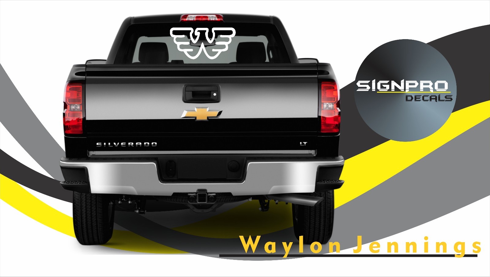 2x Waylon Jennings Window Decals 22″ Many Colors Door car truck Country Star