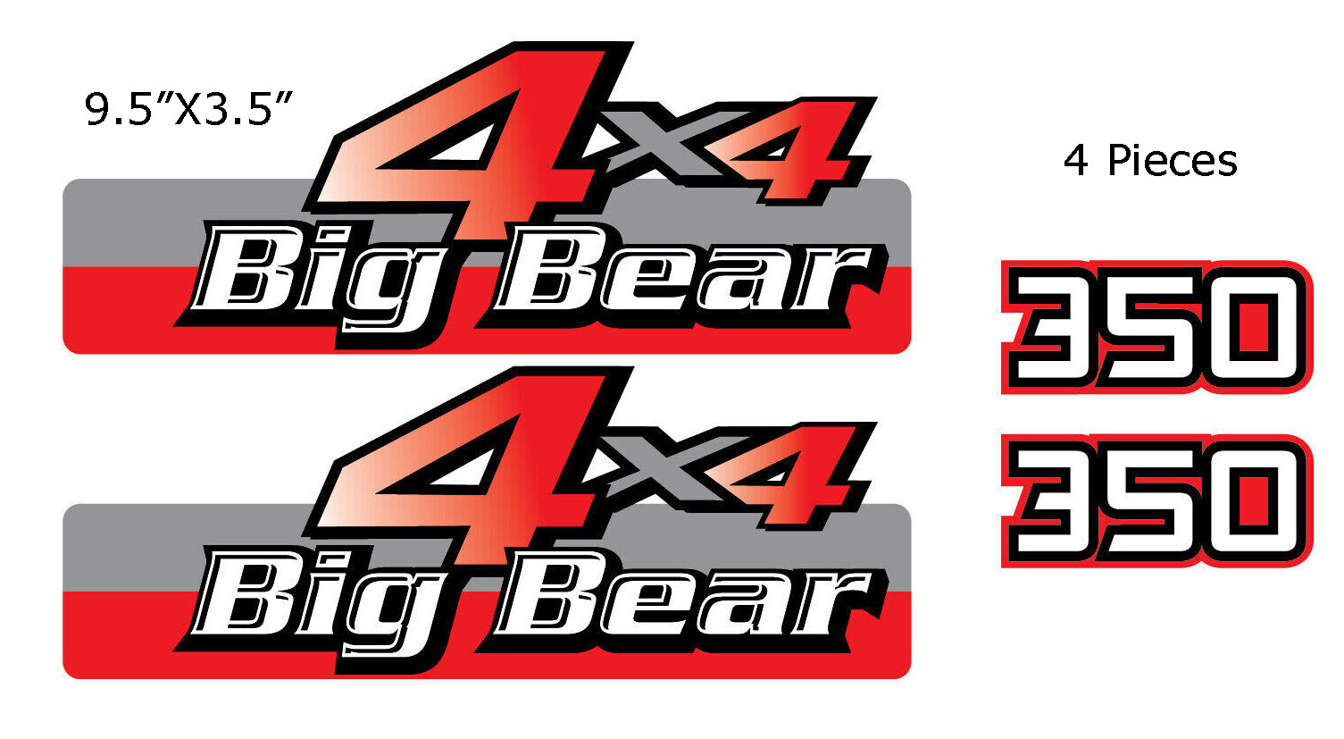Red Gas Tank Graphics kit fits Y350 Yamaha Big Bear 4×4 2×4 Side Decal Sticker