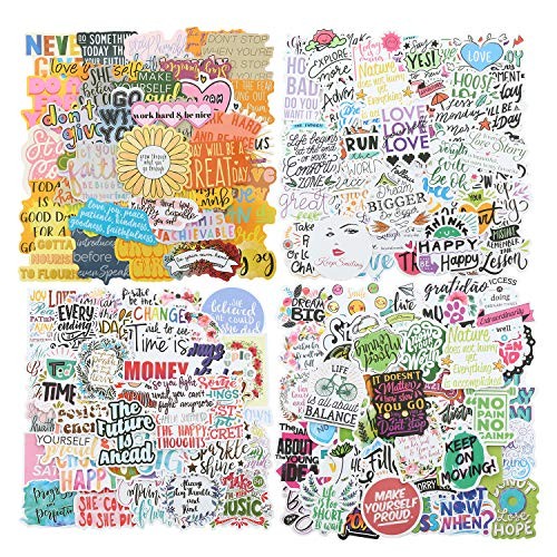 Motivational Quote & Positive Affirmation Stickers 200 Pack Waterproof Vinyl