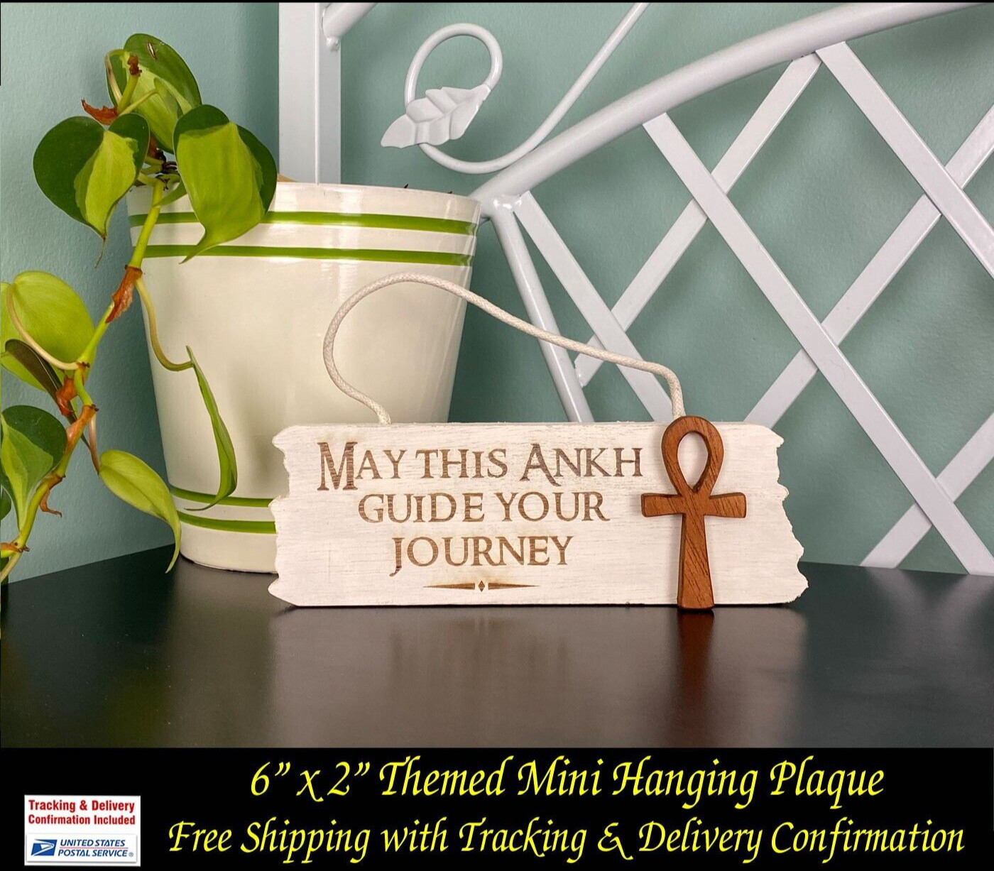 May This Ankh Guide Your Journey Theme Engraved 6″ x 2″ Hanging Mini Plaque Sign