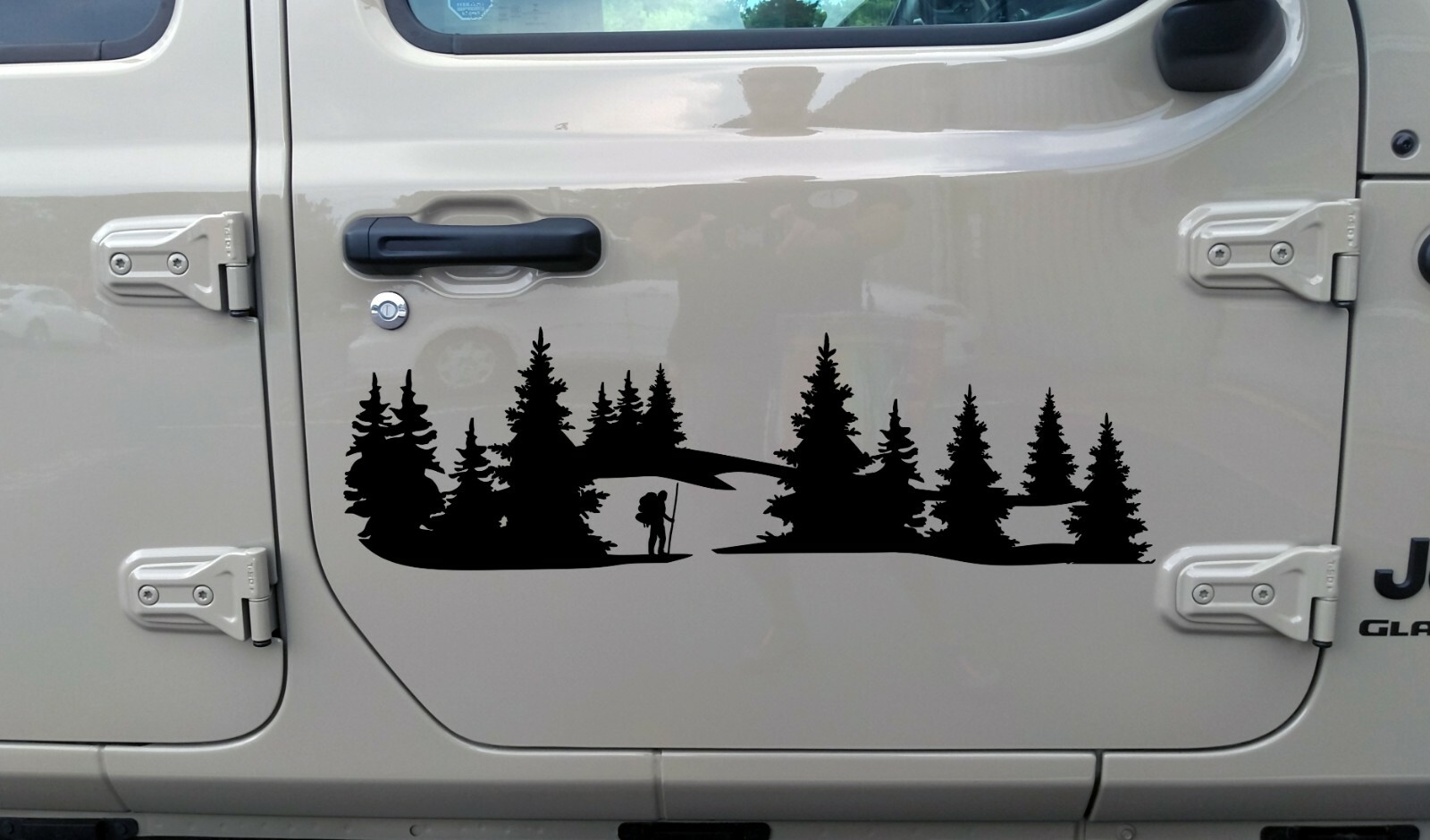 Hiker in Forest Scene Vinyl Decal V1- Truck 4×4 Camper Graphics Mountains