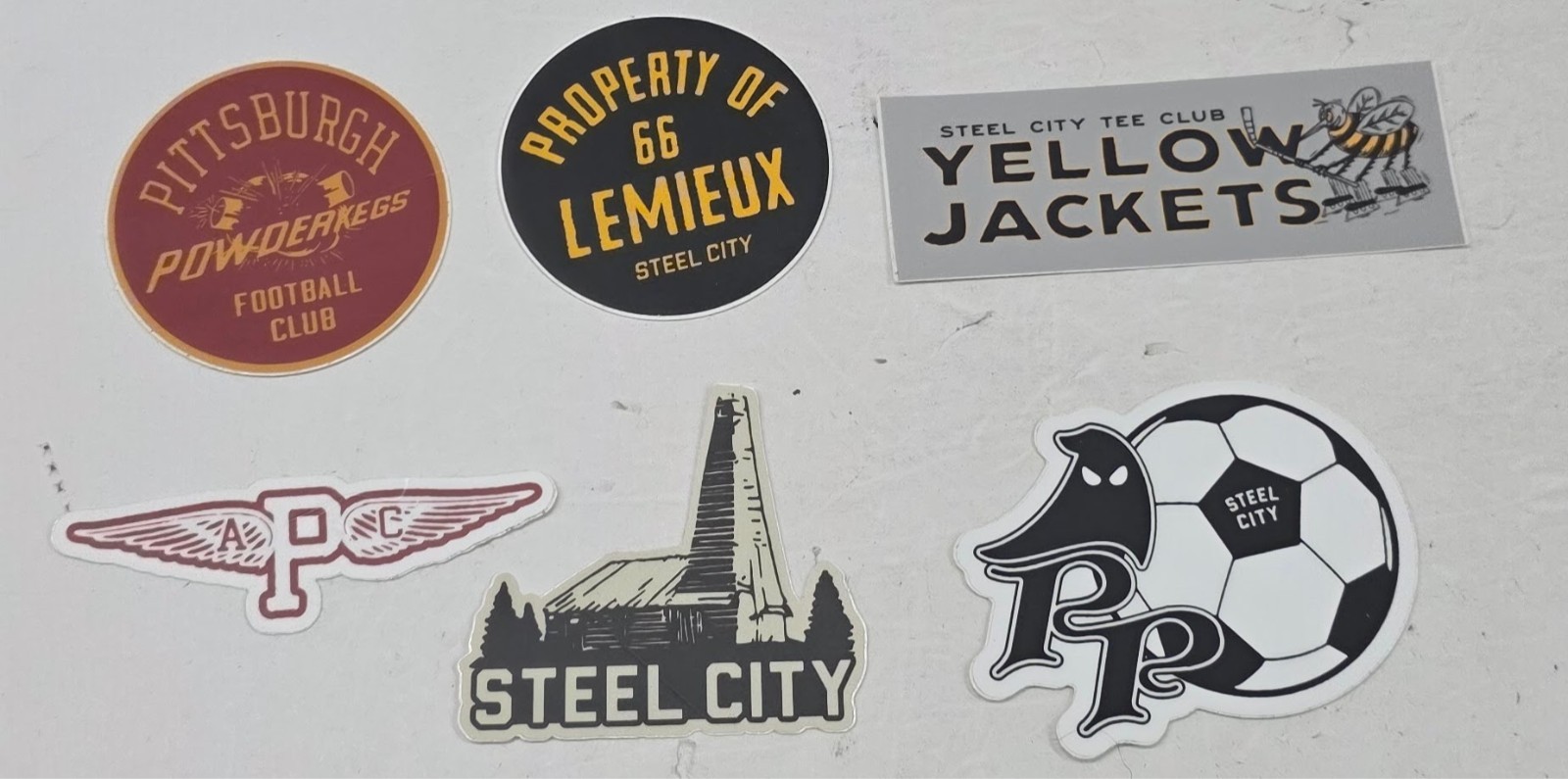 Steel City Tees Misc. Sticker Lot of 6 – See Pictures – Pittsburgh, Lemieux