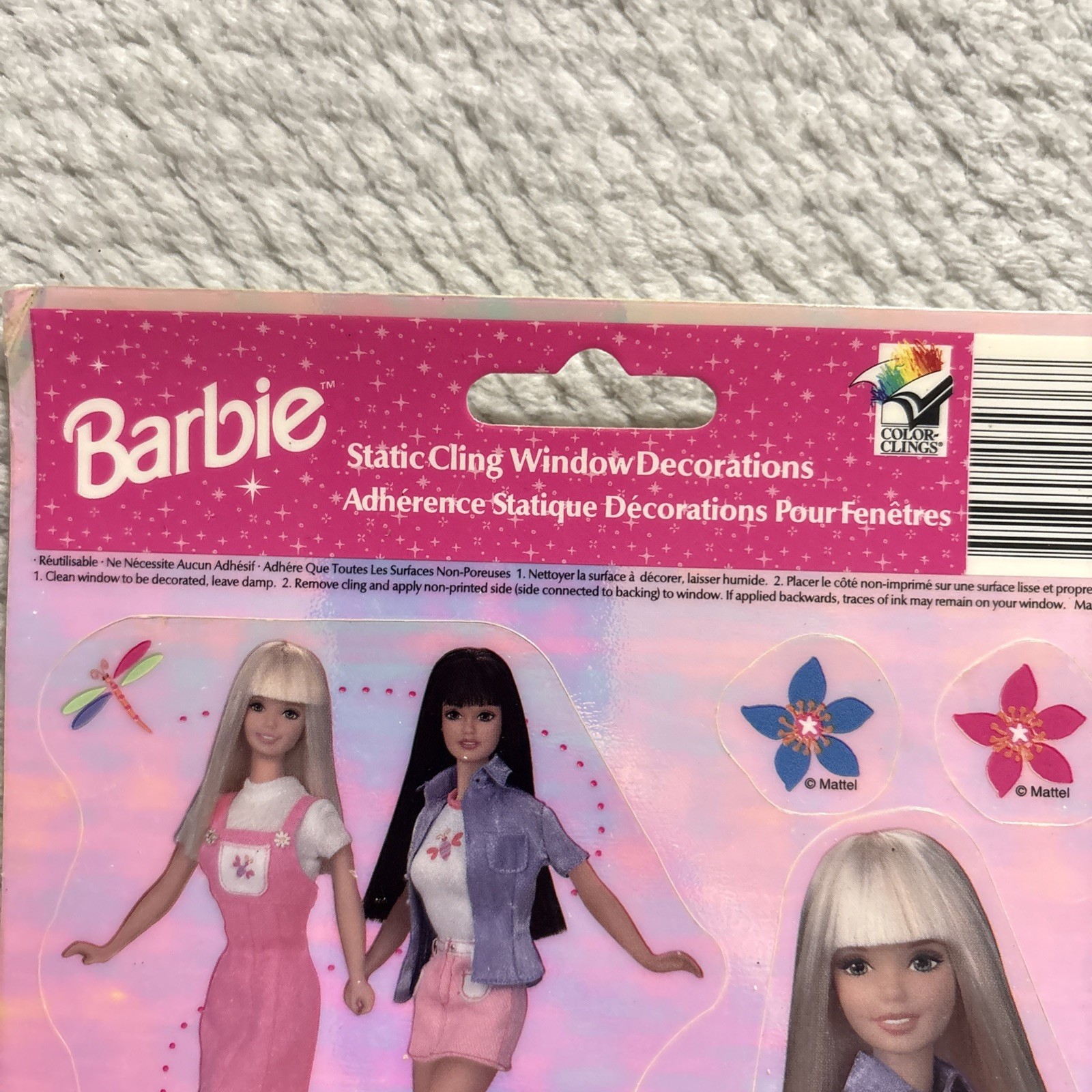 1998 Mattel BARBIE Doll Static Cling Window Decorations Picnic Perfect Pets