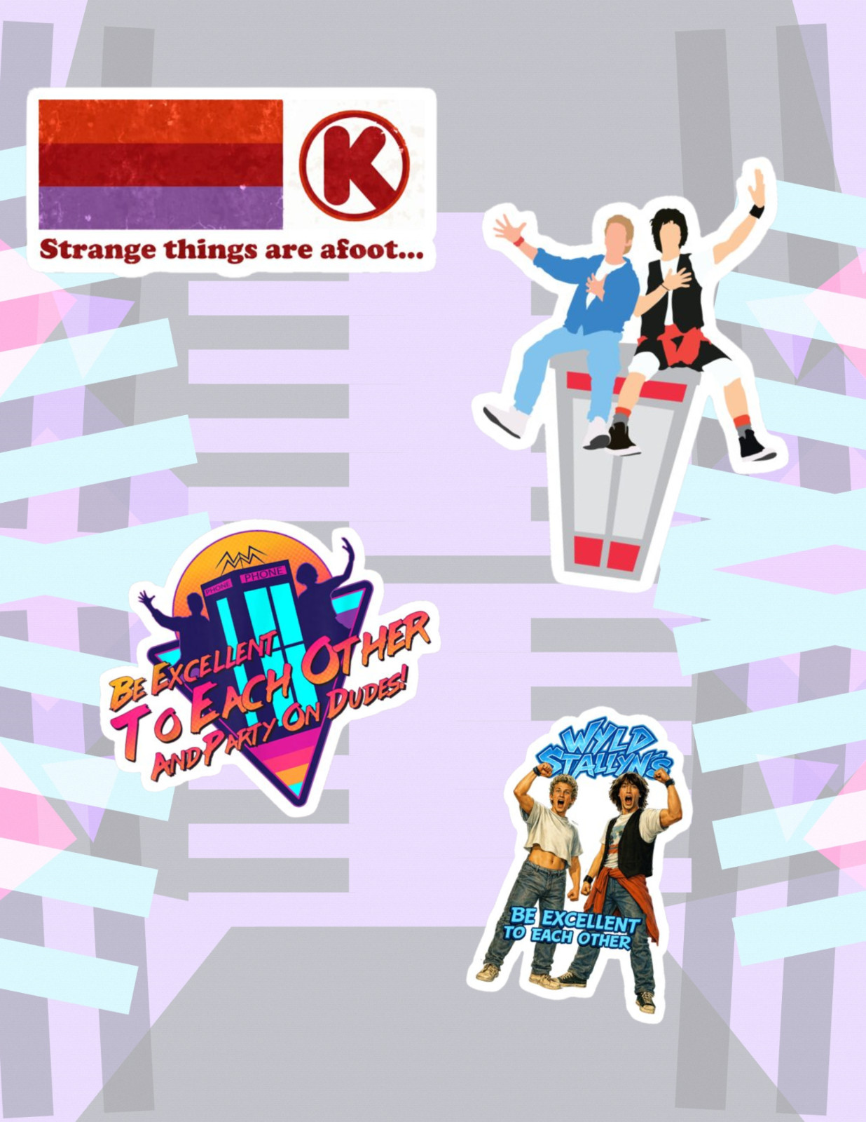 Bill & Ted’s Excellent Adventure 80’s Movie 4pc Sticker Pack