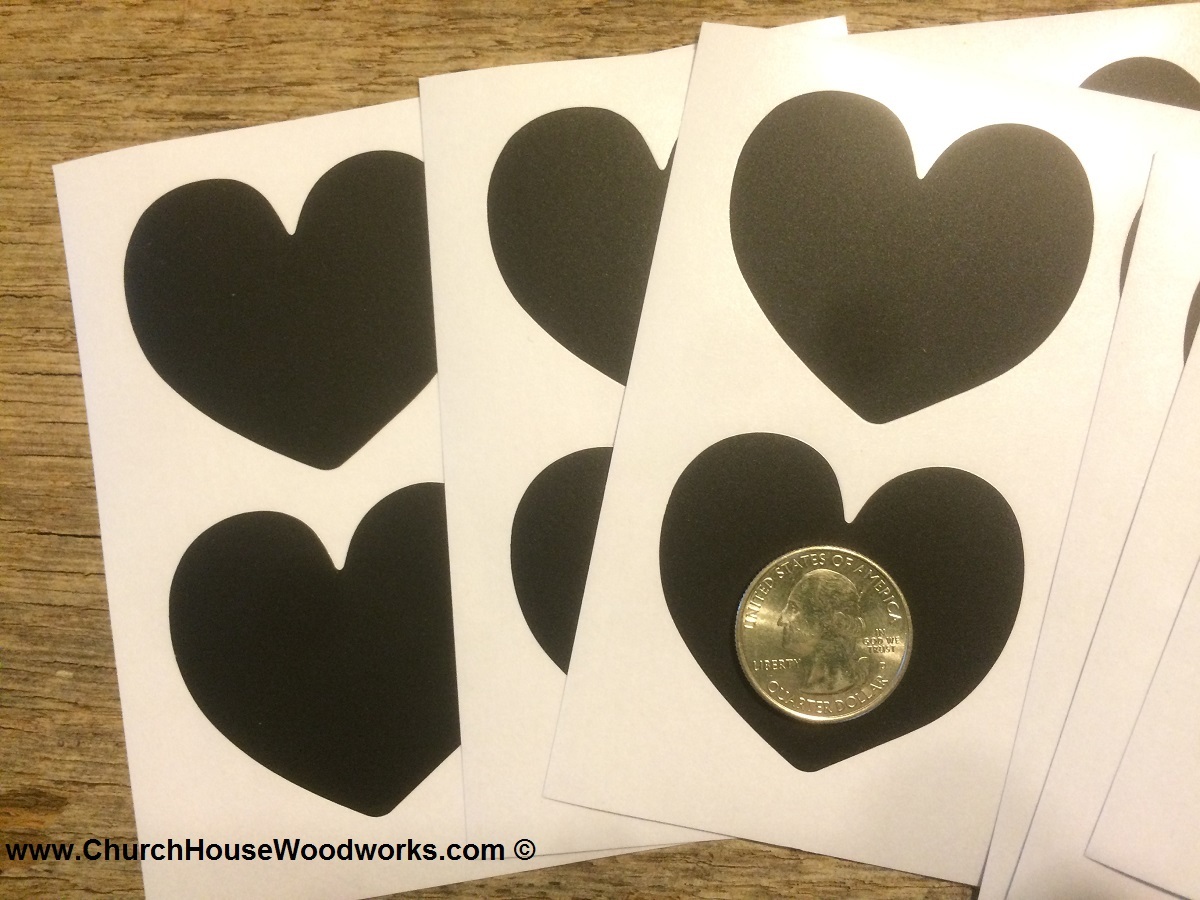 100 Heart Shaped chalkboard stickers, vinyl stickers, weddings, labels
