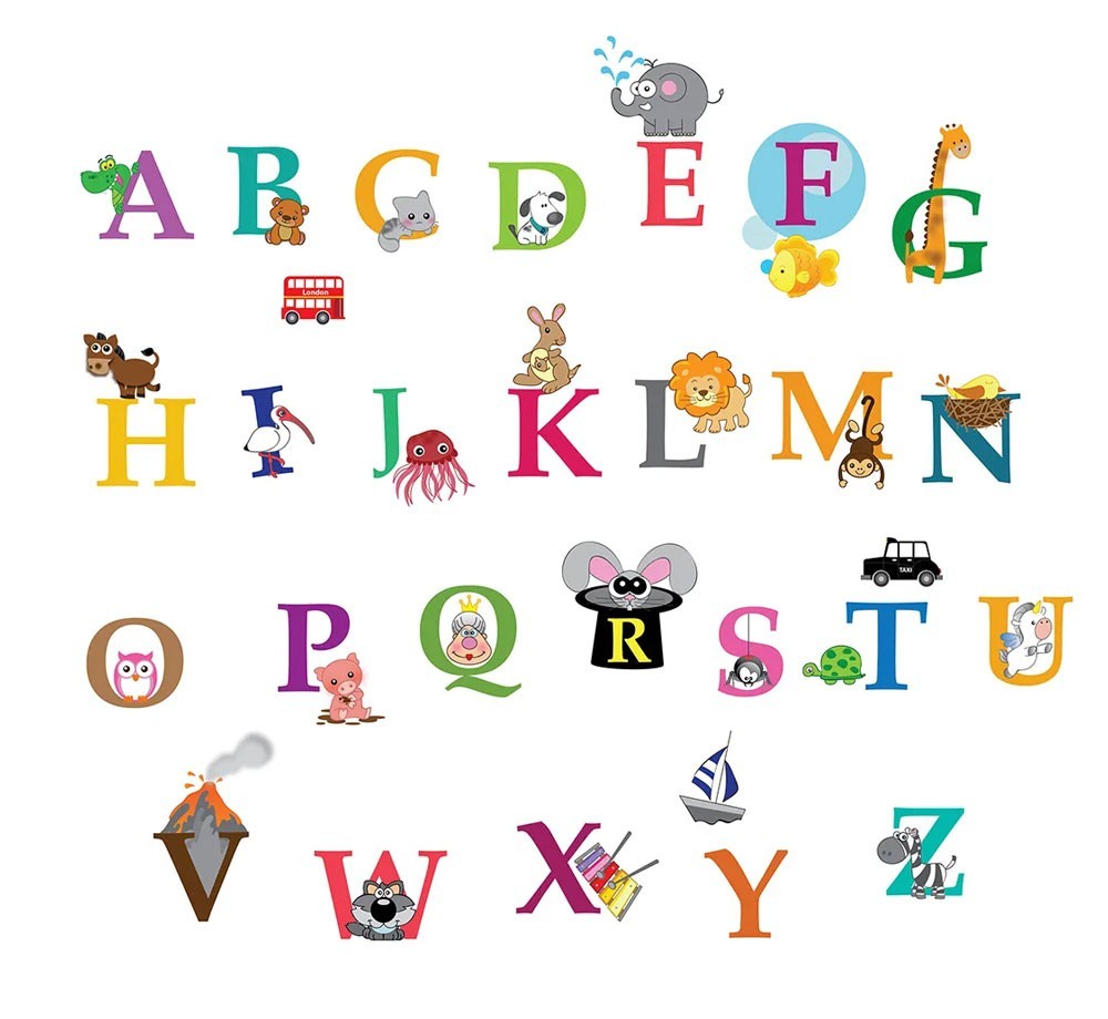 Walplus Educational Alphabet Wall Sticker Kit 2 Packs Peel and Stick