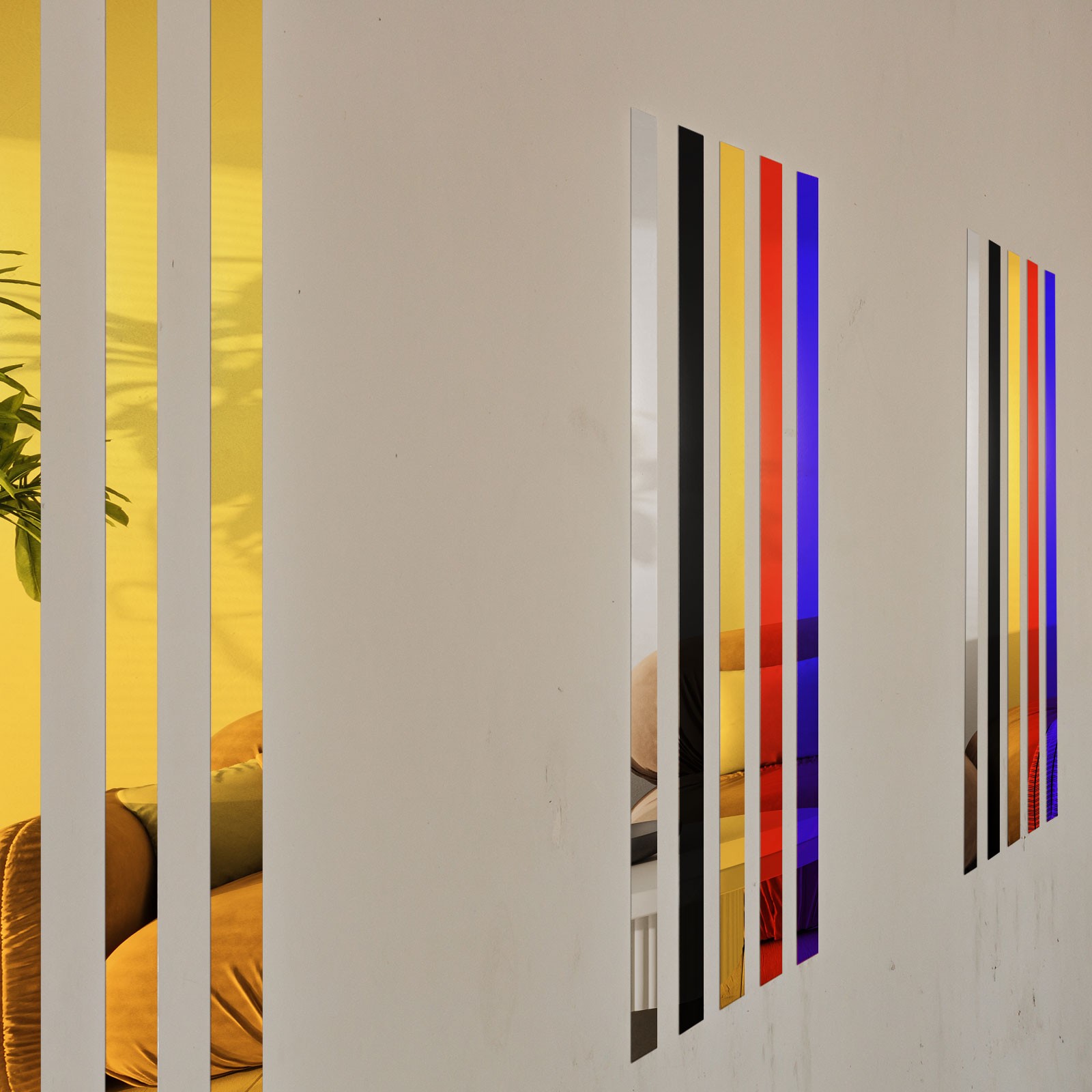 30Pcs Striped Mirror Stickers 1.57″ x 11.8″ Mirror Wall Stickers Silver