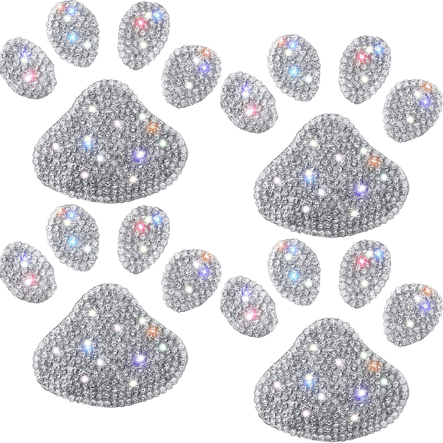 4 Pcs Bling Paw Print Car Decal Dog Paw Print Stickers Bling Rhinestone Decorati
