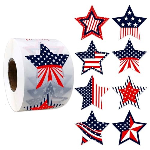 500 Pcs 4th of July Patriotic Stickers 1.5Inch American Red White and Blue-5