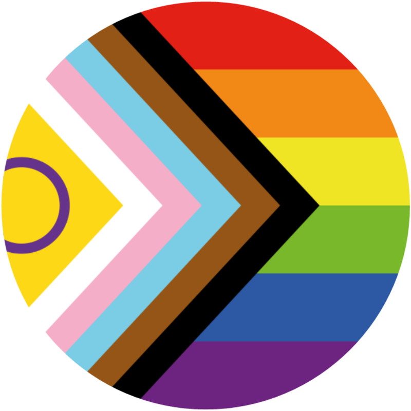 Progress Pride Flag New – 10 Pack Circle Stickers 3″ x 3″ – LGBTQ+ Support