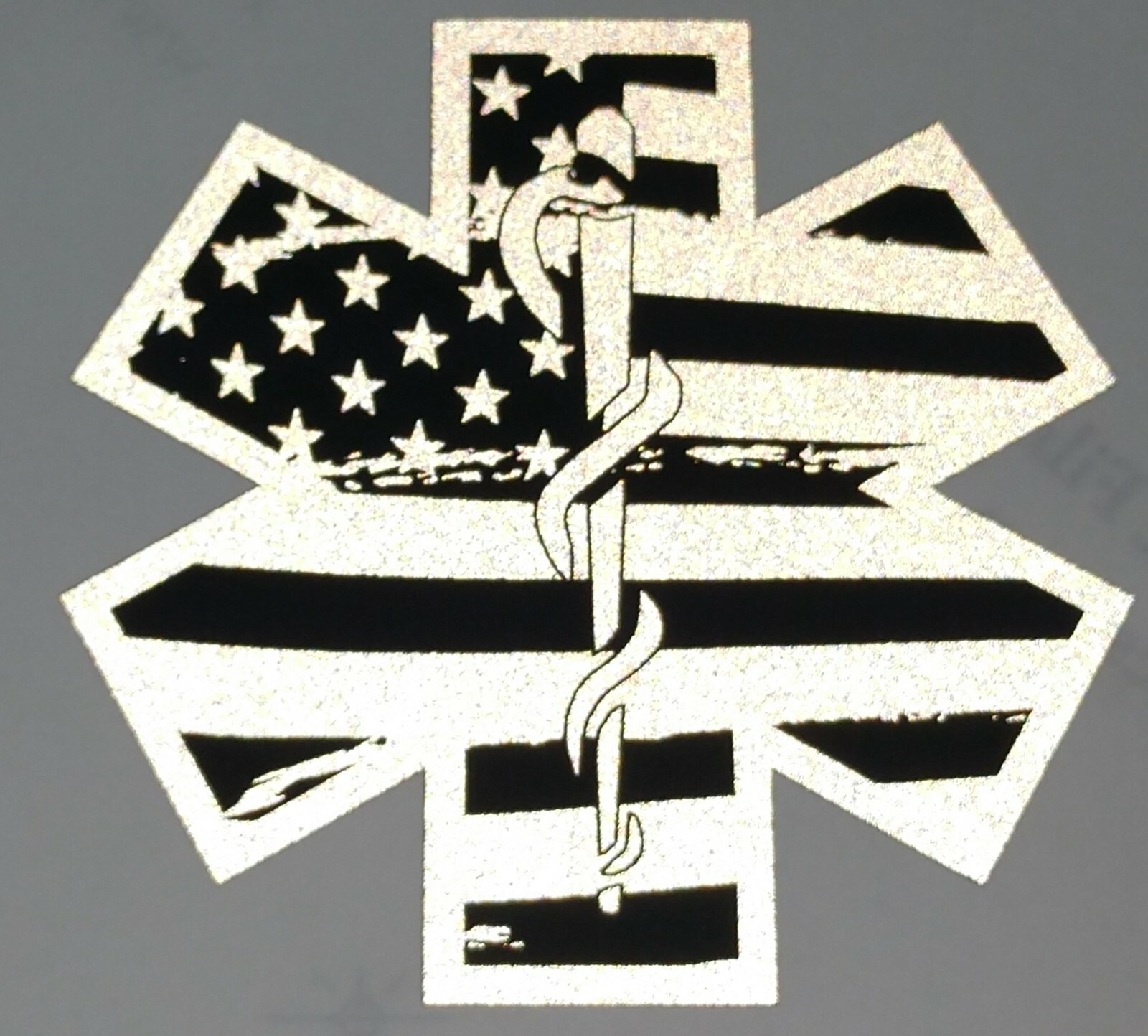 Black Flag Subdued Reflective Star Of Life Fire Decal EMT style 2 multiple sizes
