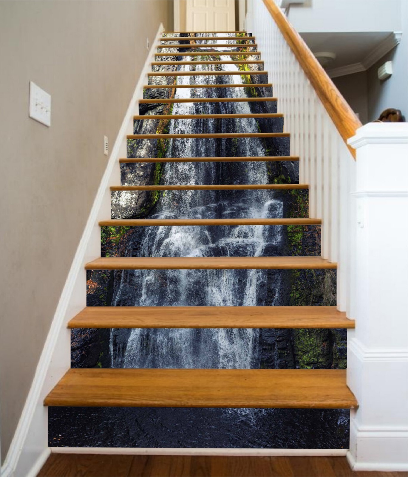 3D River Waterfall AZ1337 Stair Risers Decoration Mural Vinyl Wallpaper Kay