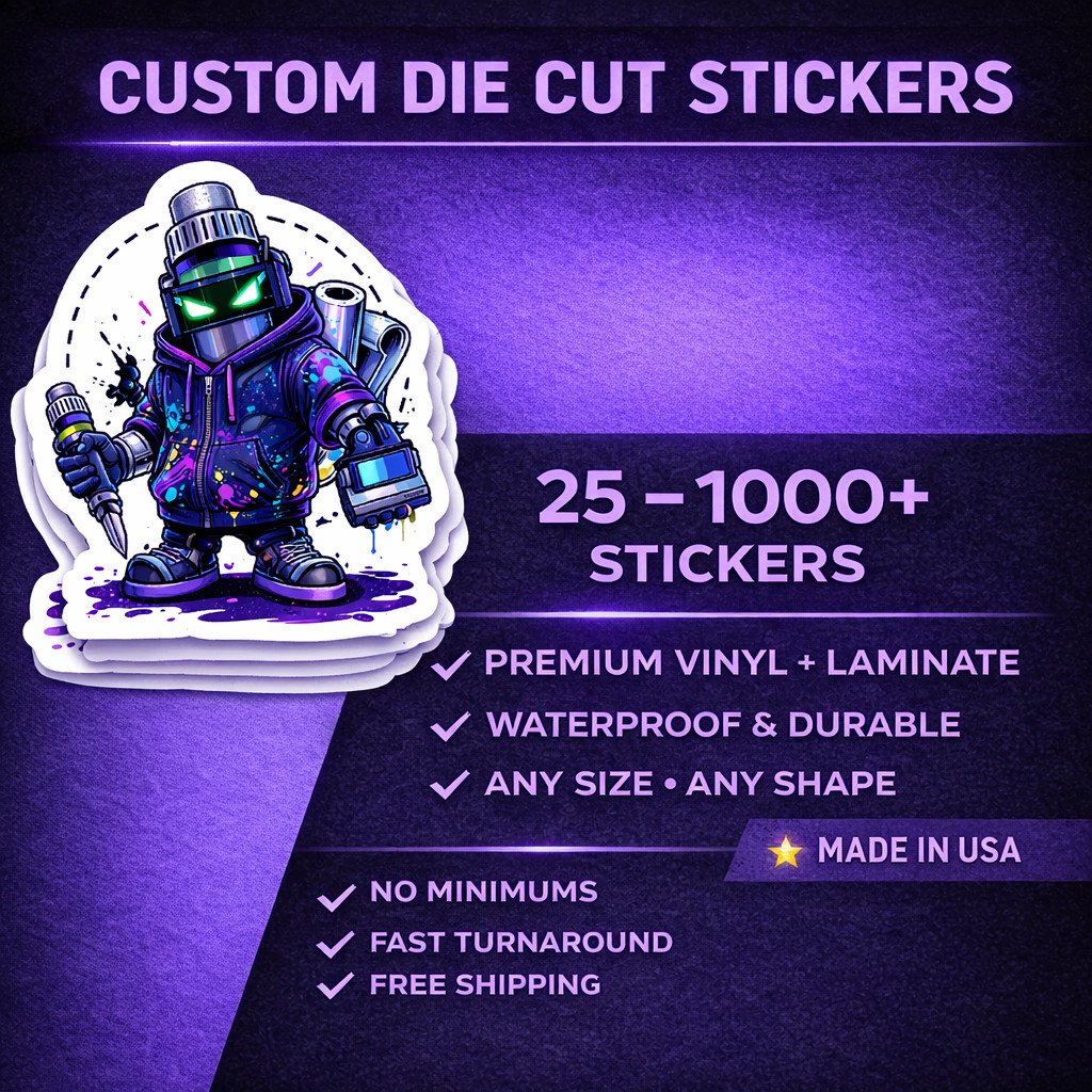 Custom Vinyl Stickers – Print and Cut Any Design and Shape – 50 Count