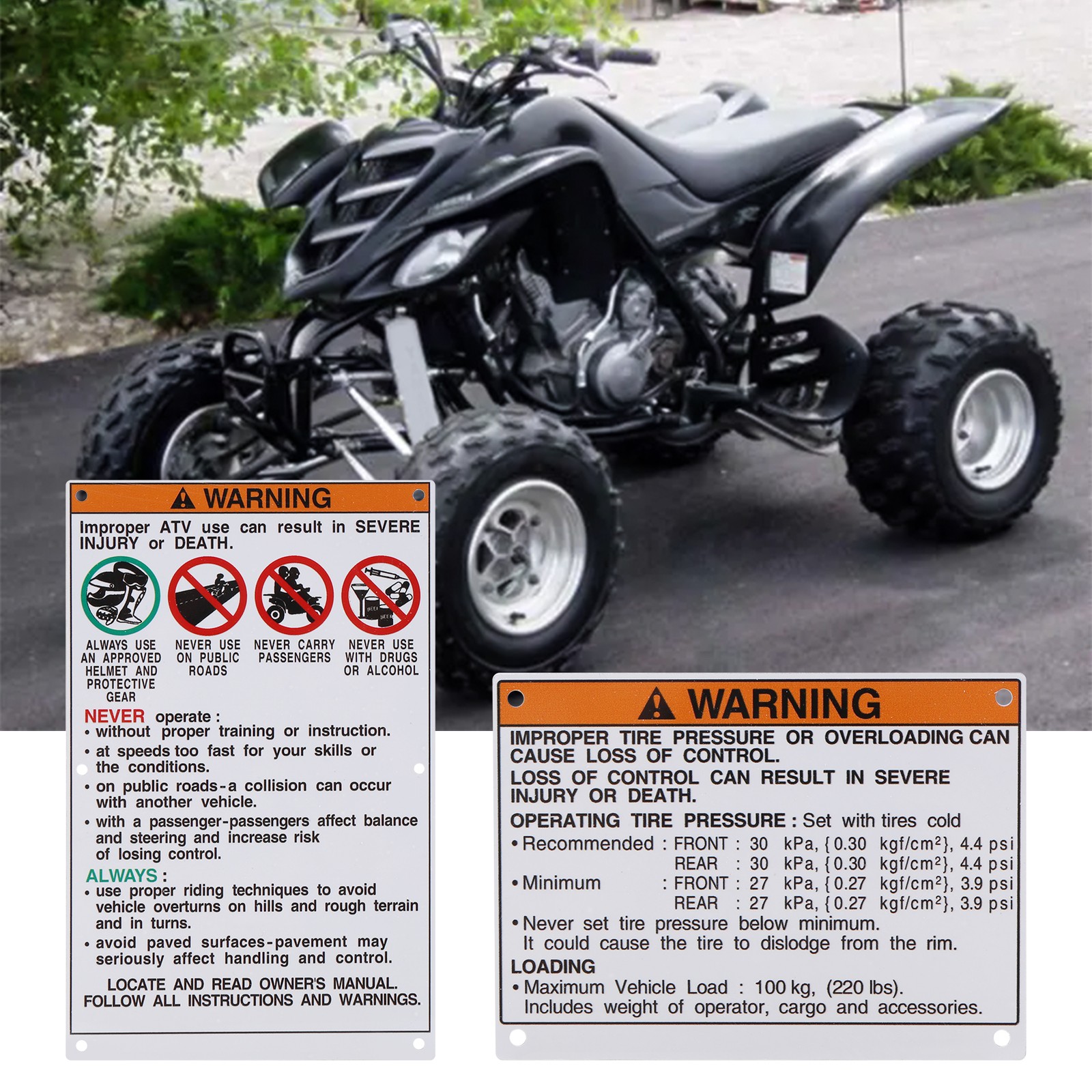 Auto Parts Warning Decals Stickers Labels Aluminum Backed for U8M16980