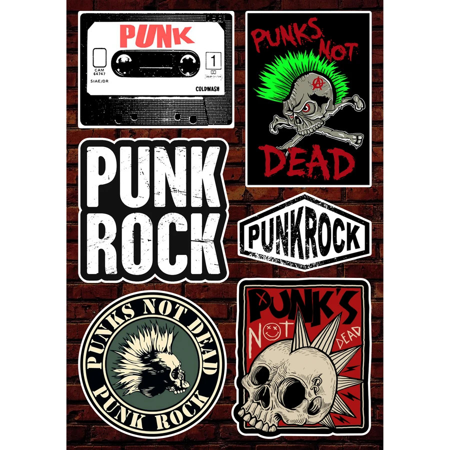 Punk Rock Stickers Punks Not Dead Skull Anarchy Anti Social Live Fast Die Young