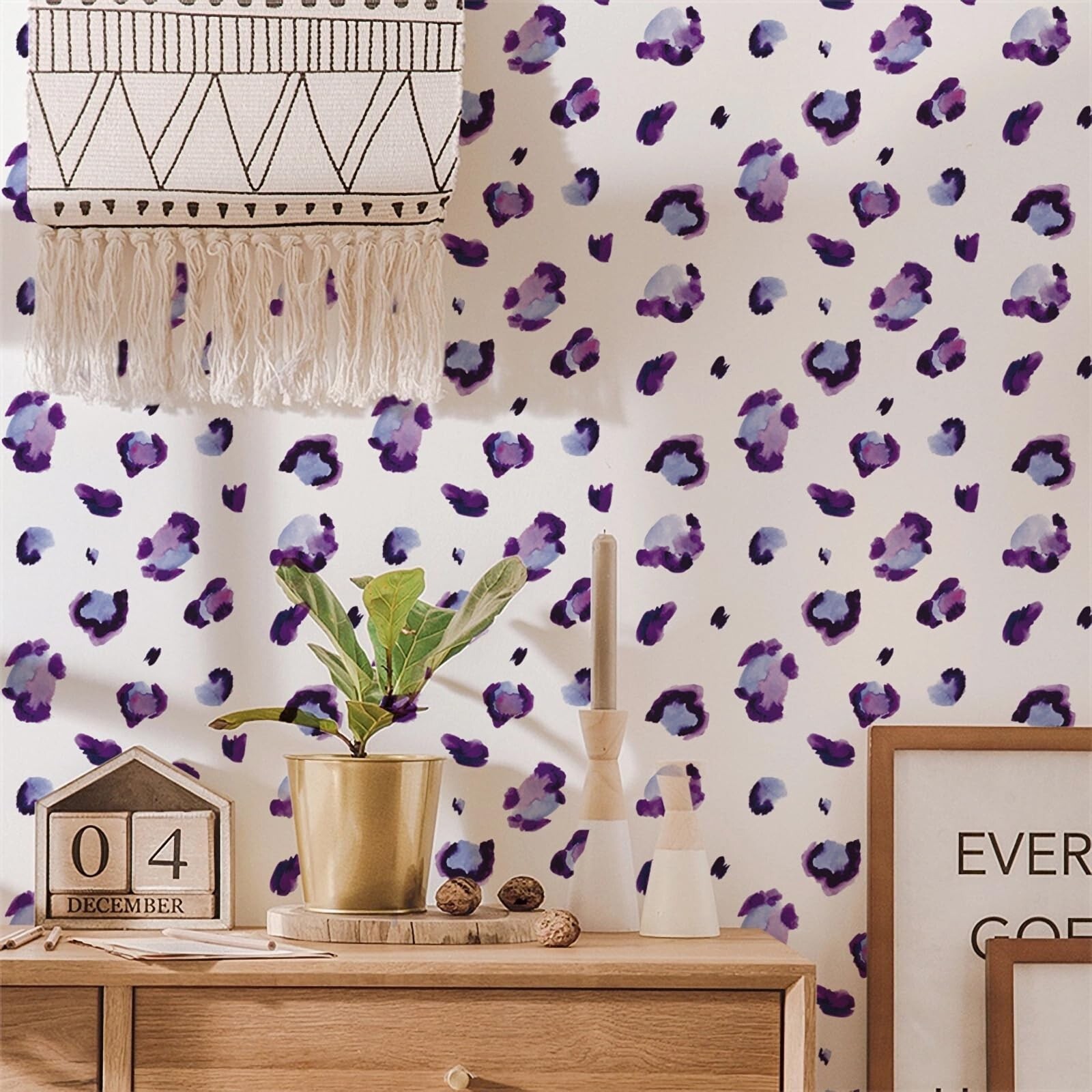 6 Sheets 180 Pcs Purple Leopard Print Wall Stickers, sacinora Animal Spot DIY…