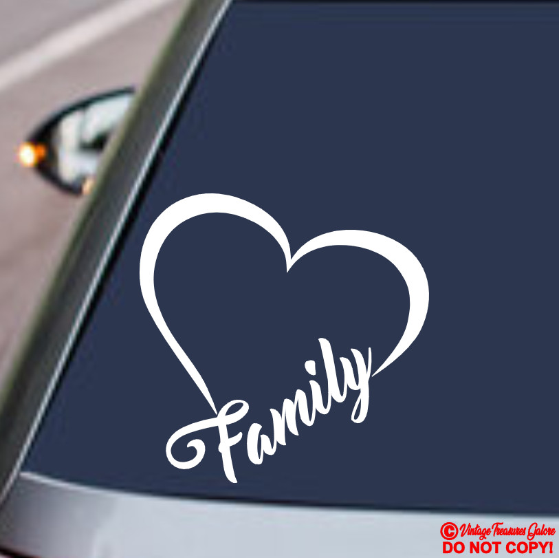 FAMILY HEART Vinyl Decal Sticker Car El Carro Rear Window Bumper LA FAMILIA LOVE