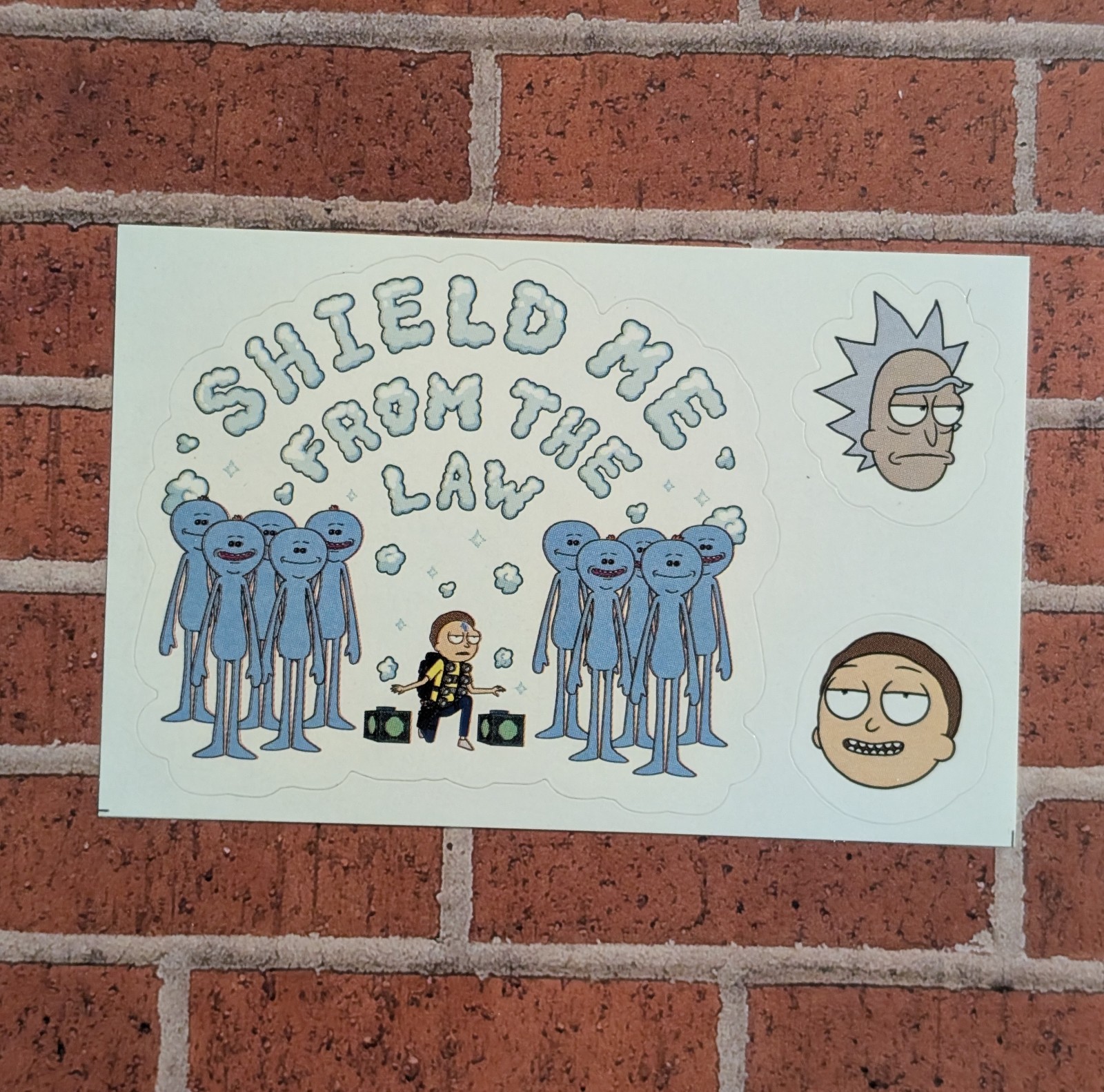 Rick & Morty Vending Sticker – 2019 Cartoon Network – Shield Me From The Law