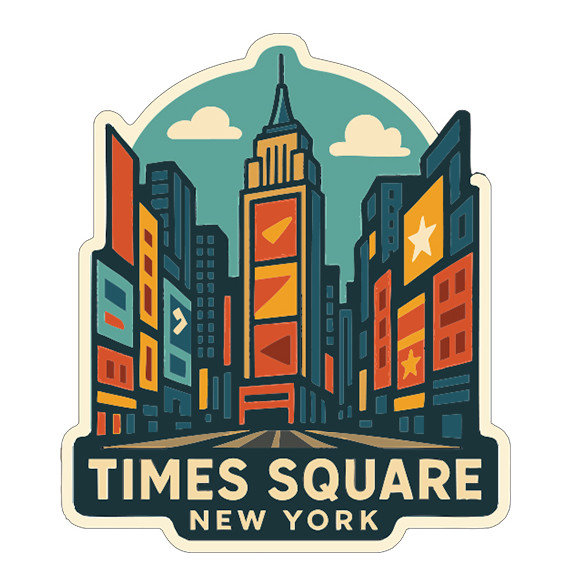 Times Square New York Sticker Decal Vinyl Die-Cut Symbolic Landmark Design