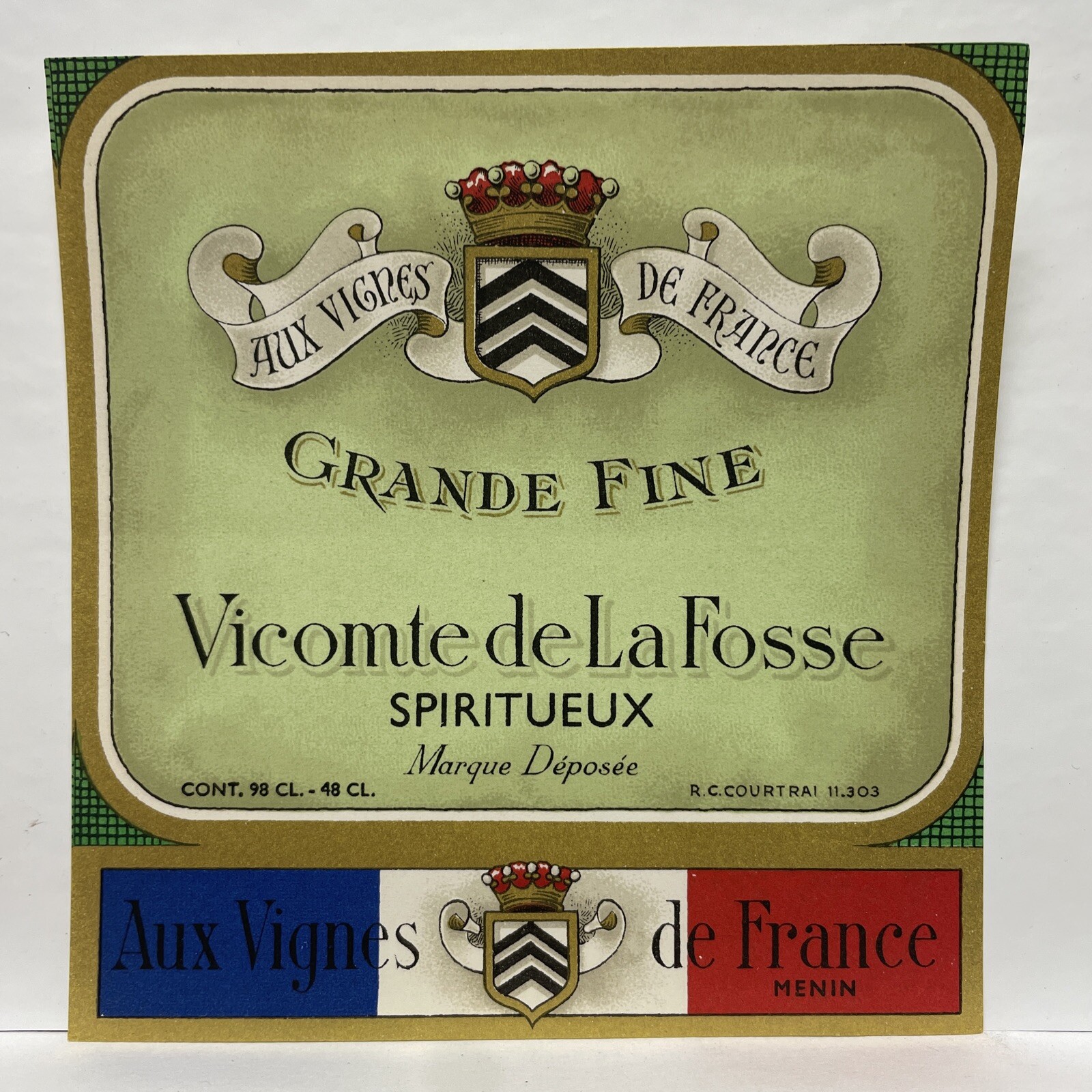 Aux Vignes de France Vicomte de La Fosse Spiritueux Label – Menin, France