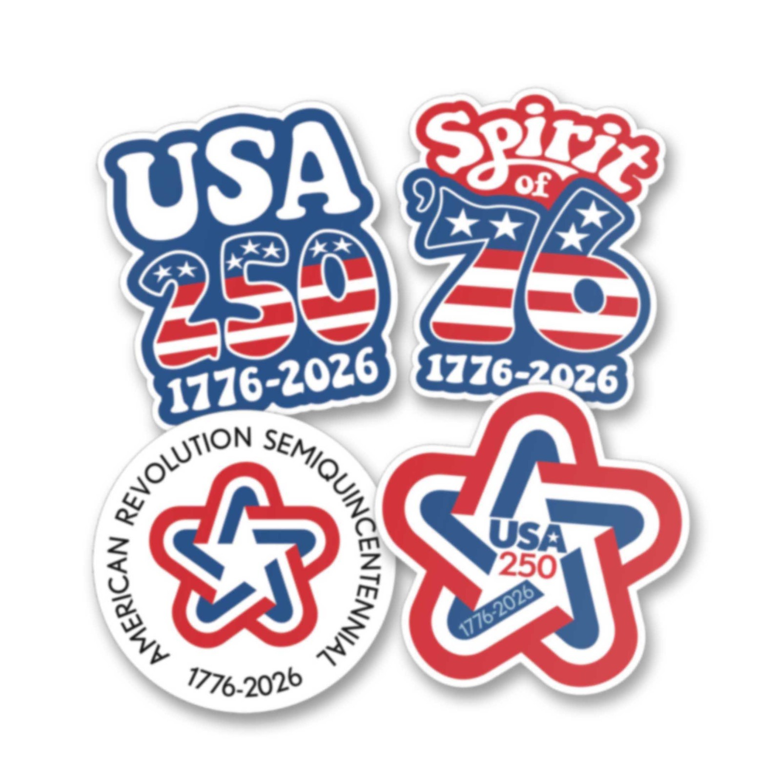 50 PACK Die Cut Stickers – USA America, Semiquincentennial, 250 Freedom