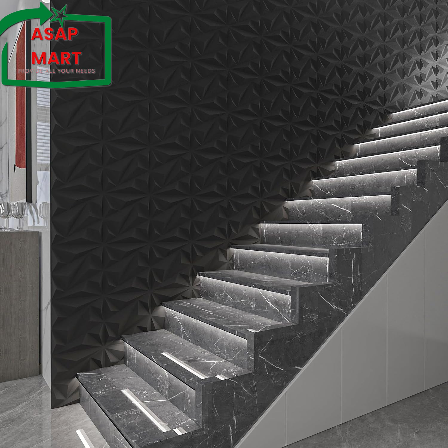 Art3Dwallpanels 33 Pack 3D Wall Panel Diamond for Interior Wall Décor, PVC Flowe