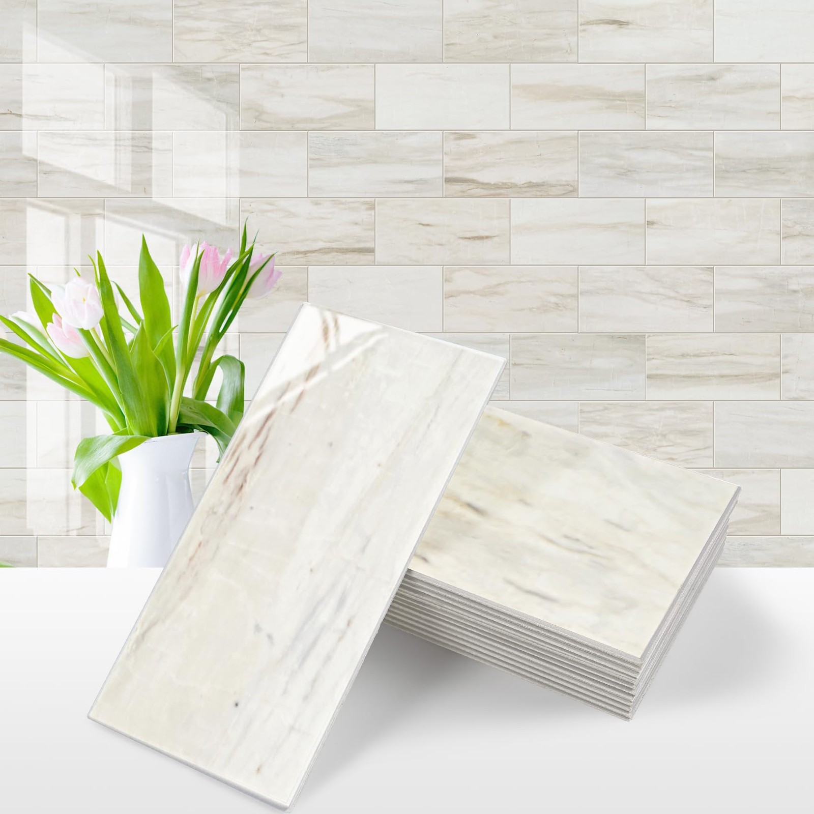 Azulejos Adhesivos Estilo Metro Marmol Madera Para Cocina Pack De 100