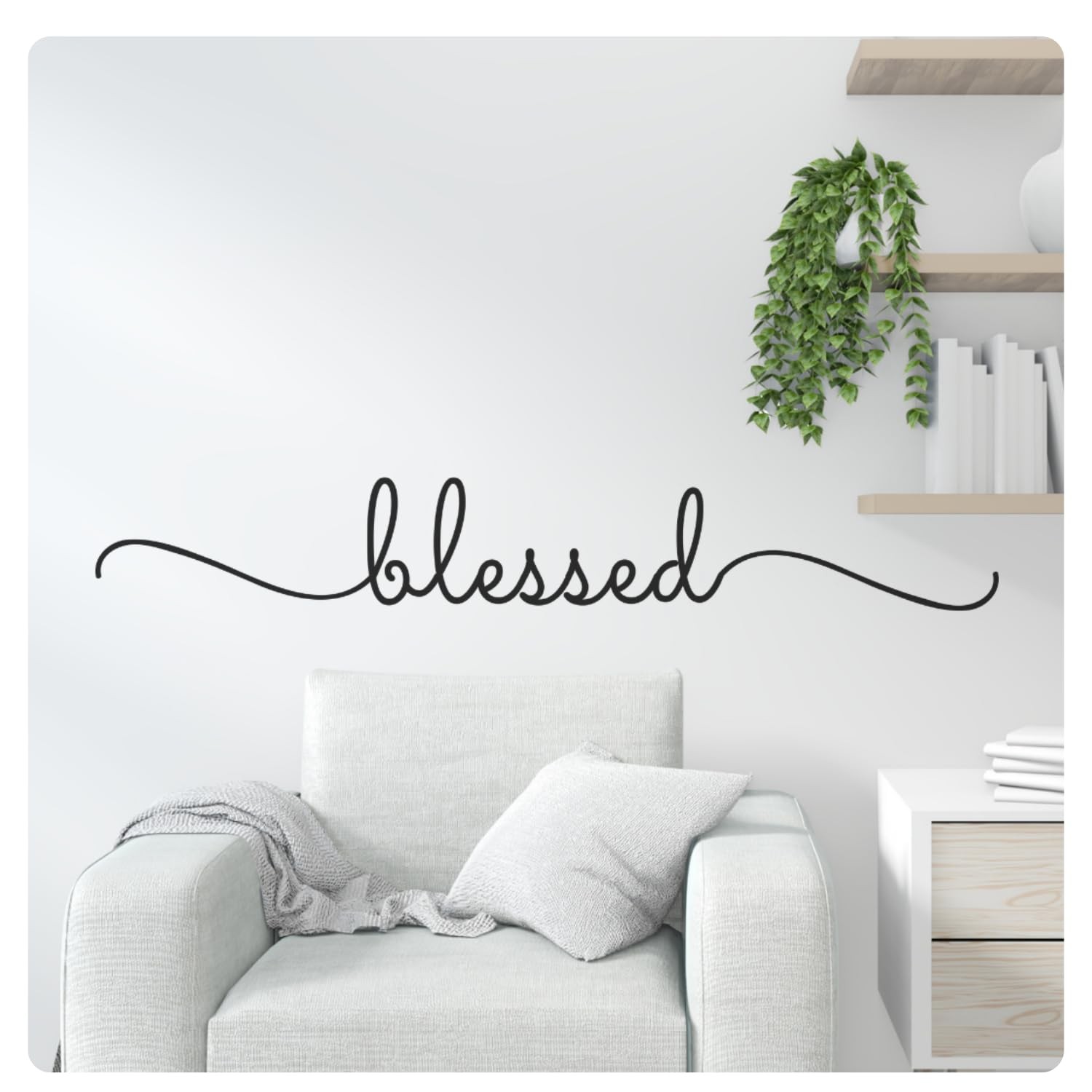 – Blessed – Inspirational Living Room Wall Decals for Family Decal Quote Word…