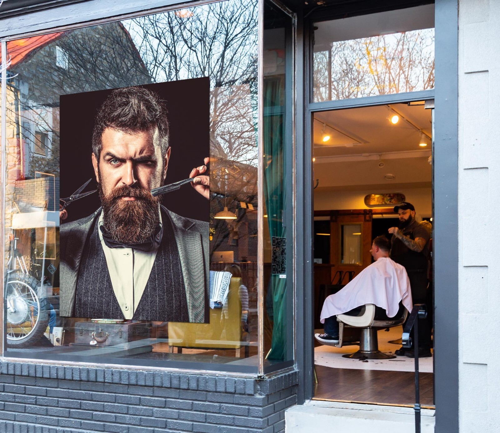 3D Man Hair Cut A492 Barber Shop Window Stickers Vinyl Wallpaper Wall Murals Amy