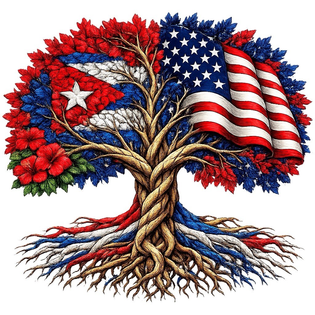 Cuban American Heritage Tree 3 Inch UVDTF Decal Hard Hat Sticker Family Roots